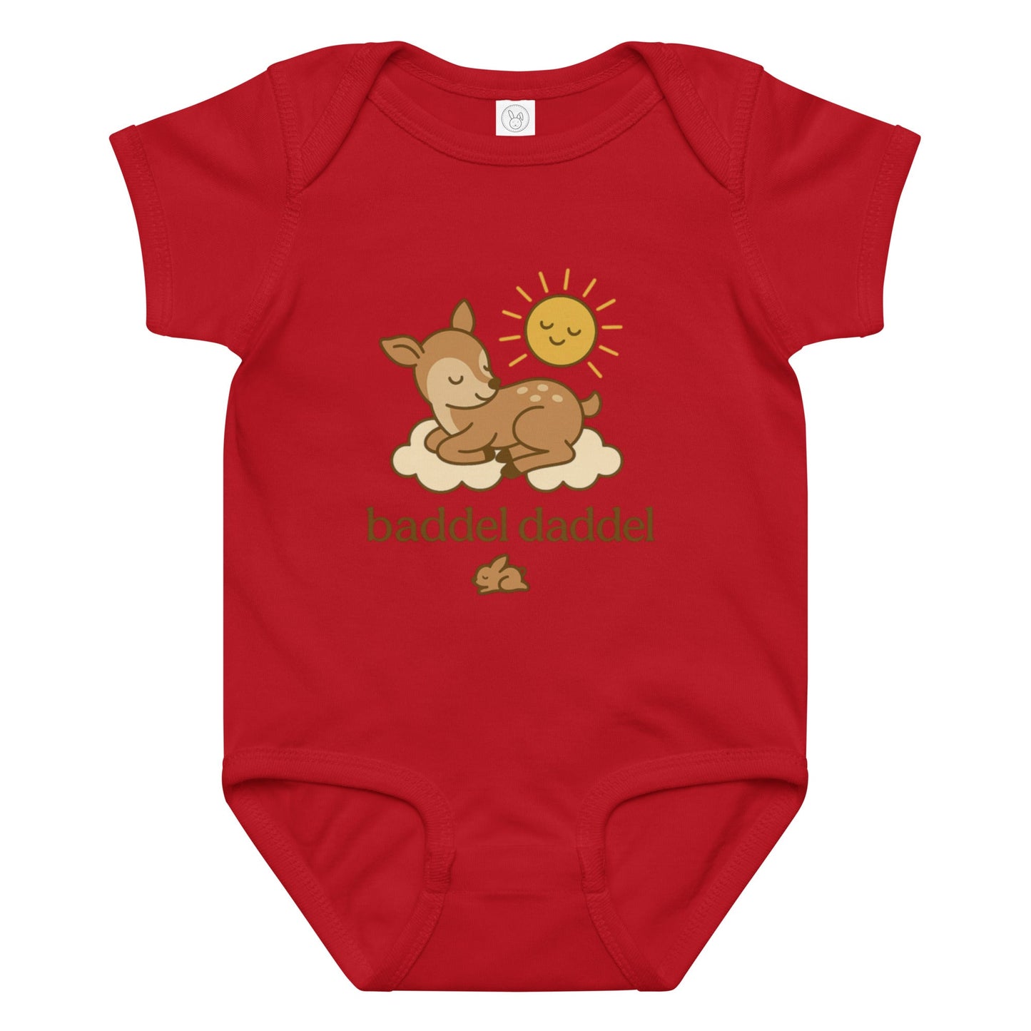 Baby-Body mit Reh-Design im Baddeldaddel Look – Natürlich süß, wunderbar weich!