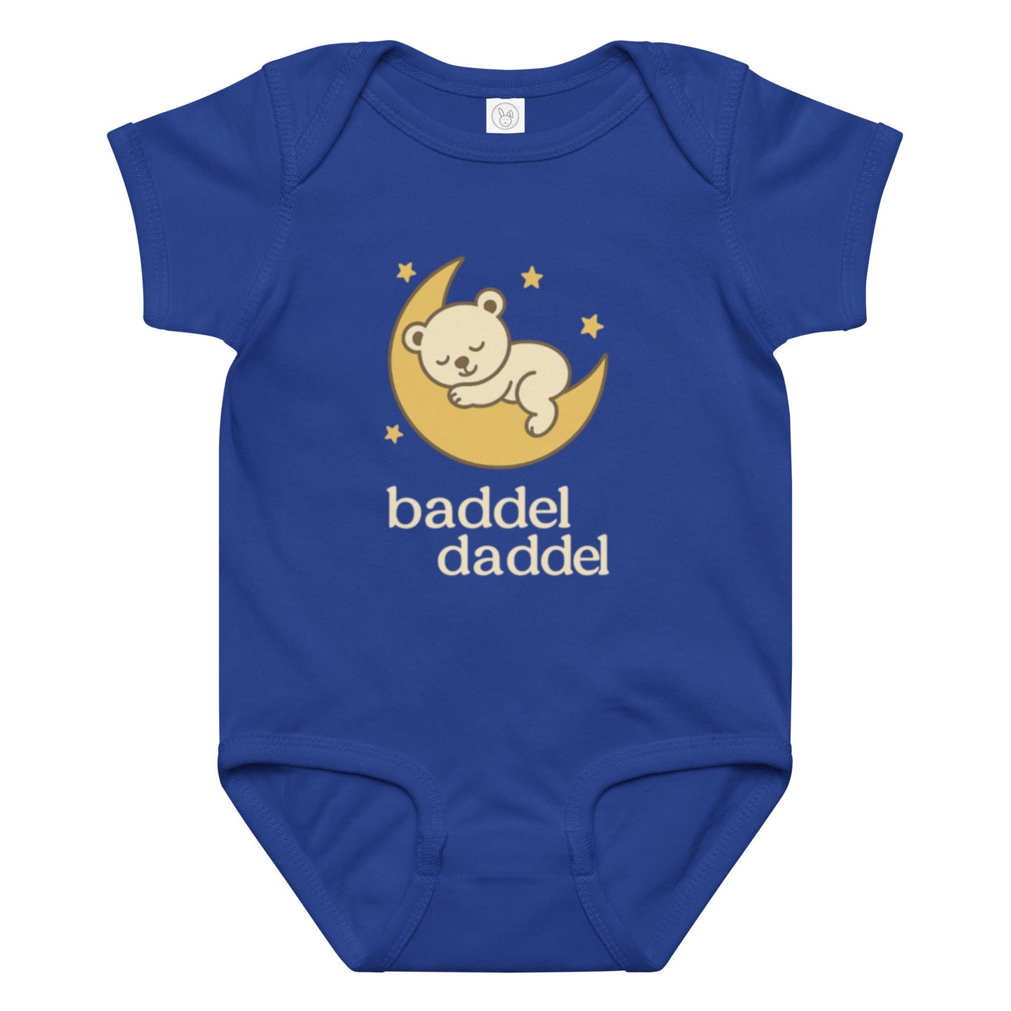 Baby-Body Schlafender Bär auf dem Mond – Kuschelweich im Baddeldaddel Design!