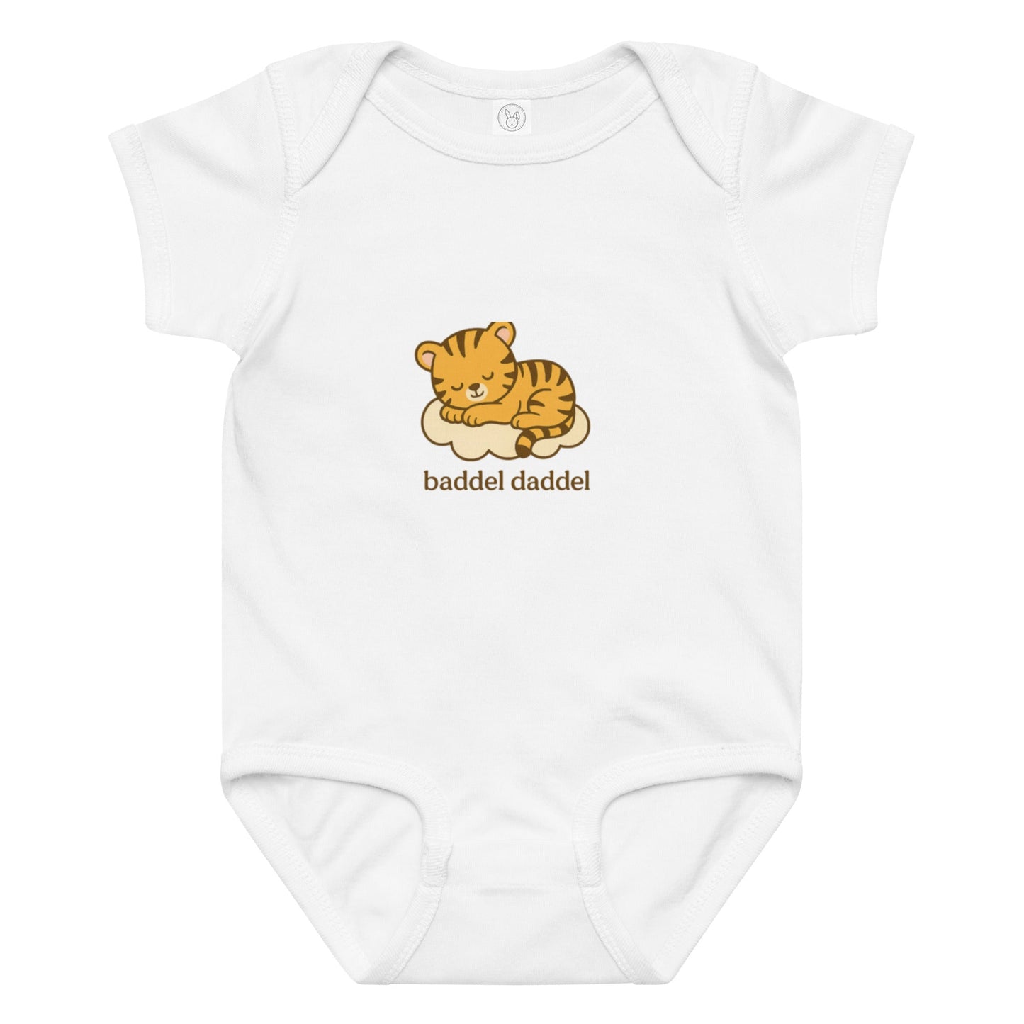 Baby-Body Schlafender Tiger – Sanft & verspielt im Baddeldaddel Design!