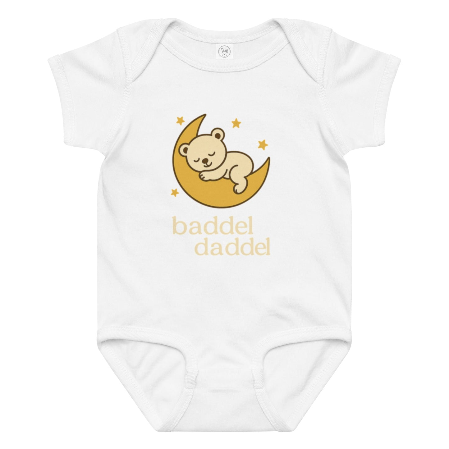 Baby-Body Schlafender Bär auf dem Mond – Kuschelweich im Baddeldaddel Design!