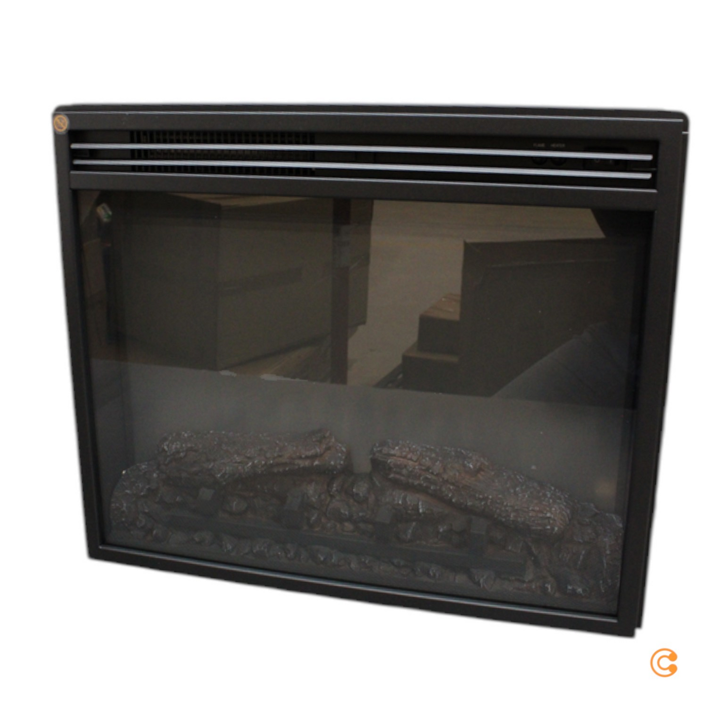 Rafmagnskaminn frá Balderia, B-flokks, frístandandi, Finn hitari, 2000 W, 3D logaáhrif. Sjá texta.