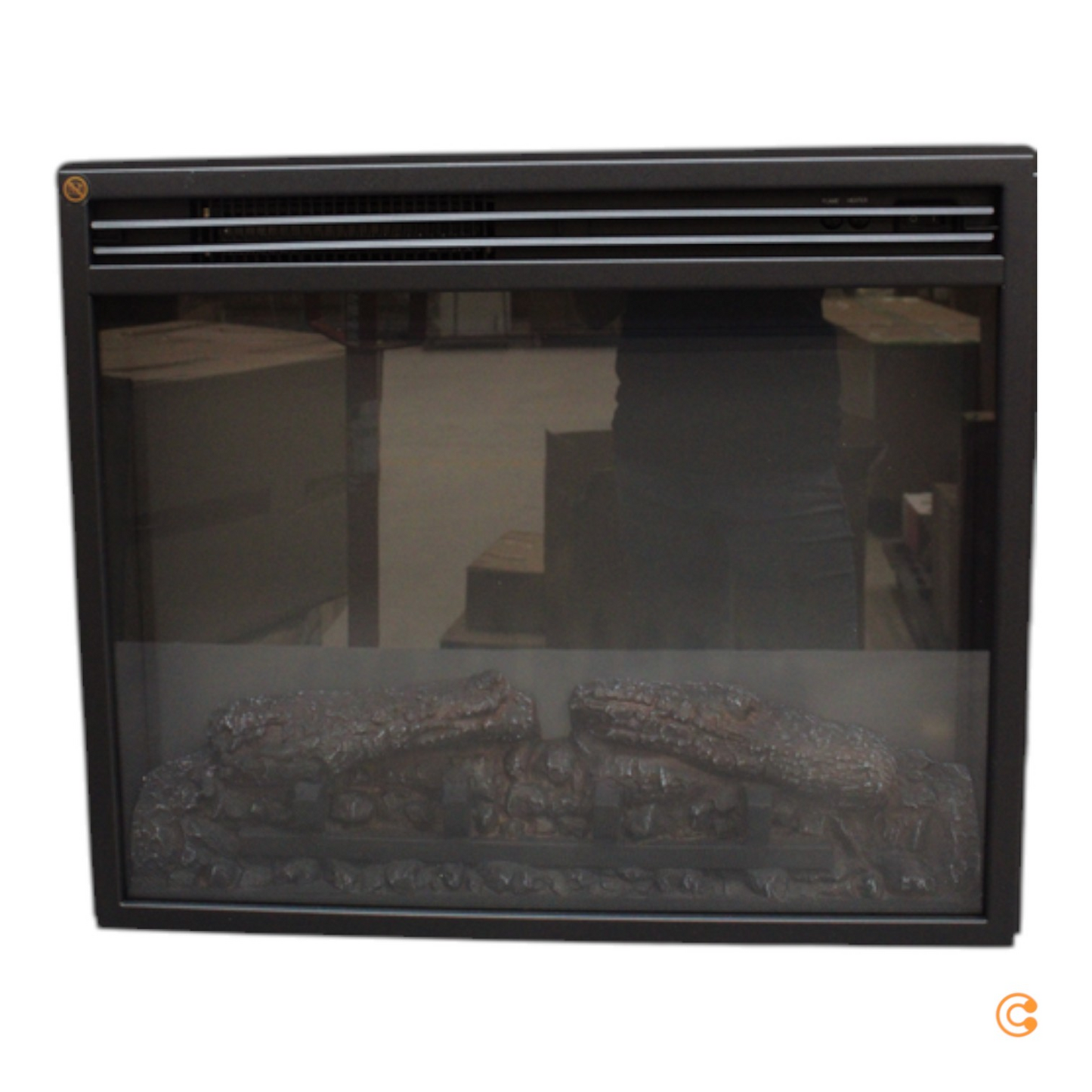 Rafmagnskaminn frá Balderia, B-flokks, frístandandi, Finn hitari, 2000 W, 3D logaáhrif. Sjá texta.