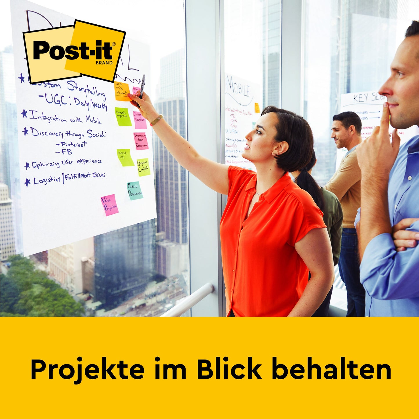 Post-it® Super Sticky selbsthaftendes Meeting Chart/Flipchart für Wand-Montage 566, Weiß, 58,4 cm x 50,8 cm, 20 Blatt/Block, 2 Blöcke/Packung, 100% PEFC, SGSCH-PEFC-COC-110078 + 8 Command™-Streifen/Packung | Packung (1 Stück)