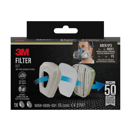 3M™ Filtersatz 6004-1SP, ABEK1P3 Kombinationsfilter (2x6059, 2x5935, 2x501) | Packung (1 Stück)