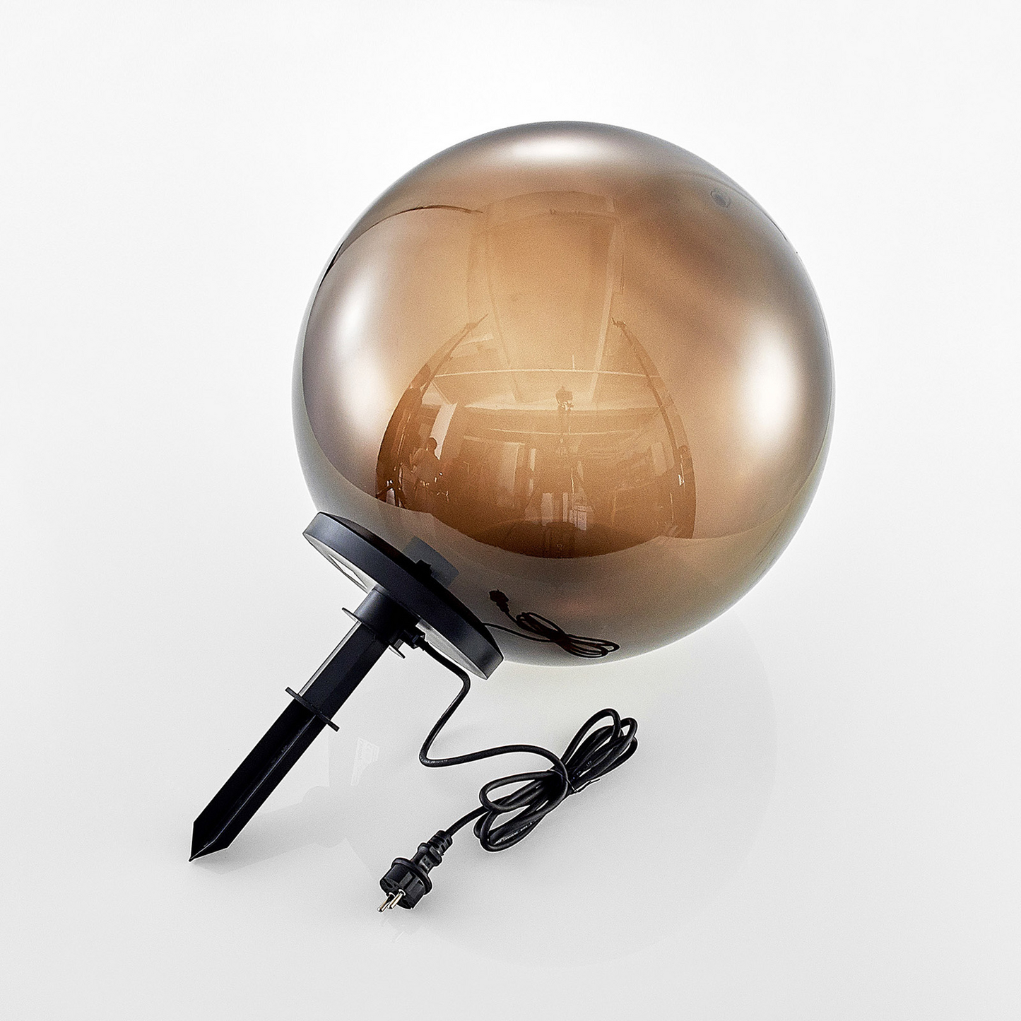 B-flokks skreytingarkúluljós Samini Lindby reykgrátt Ø 50 cm kúlulaga verönd IP44 E27 garður