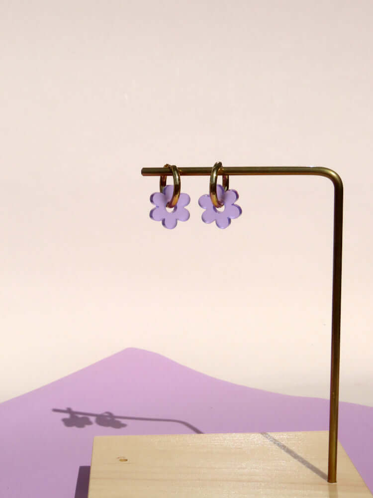 Violette Flower Edelstahl Hoops