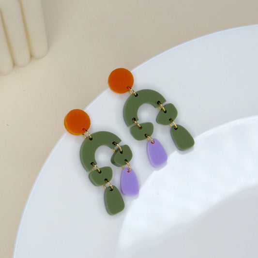 Ophelia Ohrringe in olive bunt