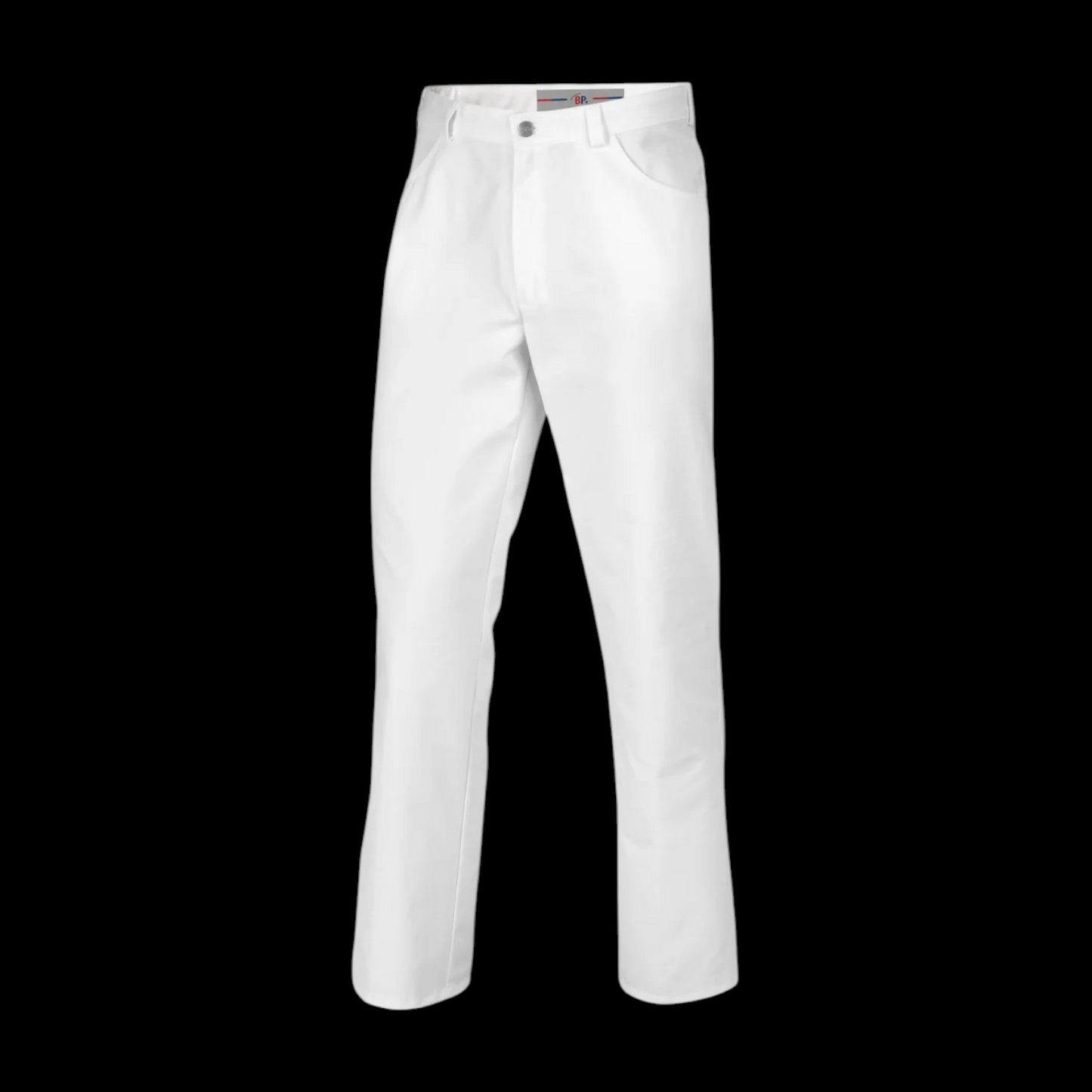 B-flokks Bp teygjanlegar gallabuxur úr denim, hvítar, unisex 3 XL, stuttar vinnubuxur