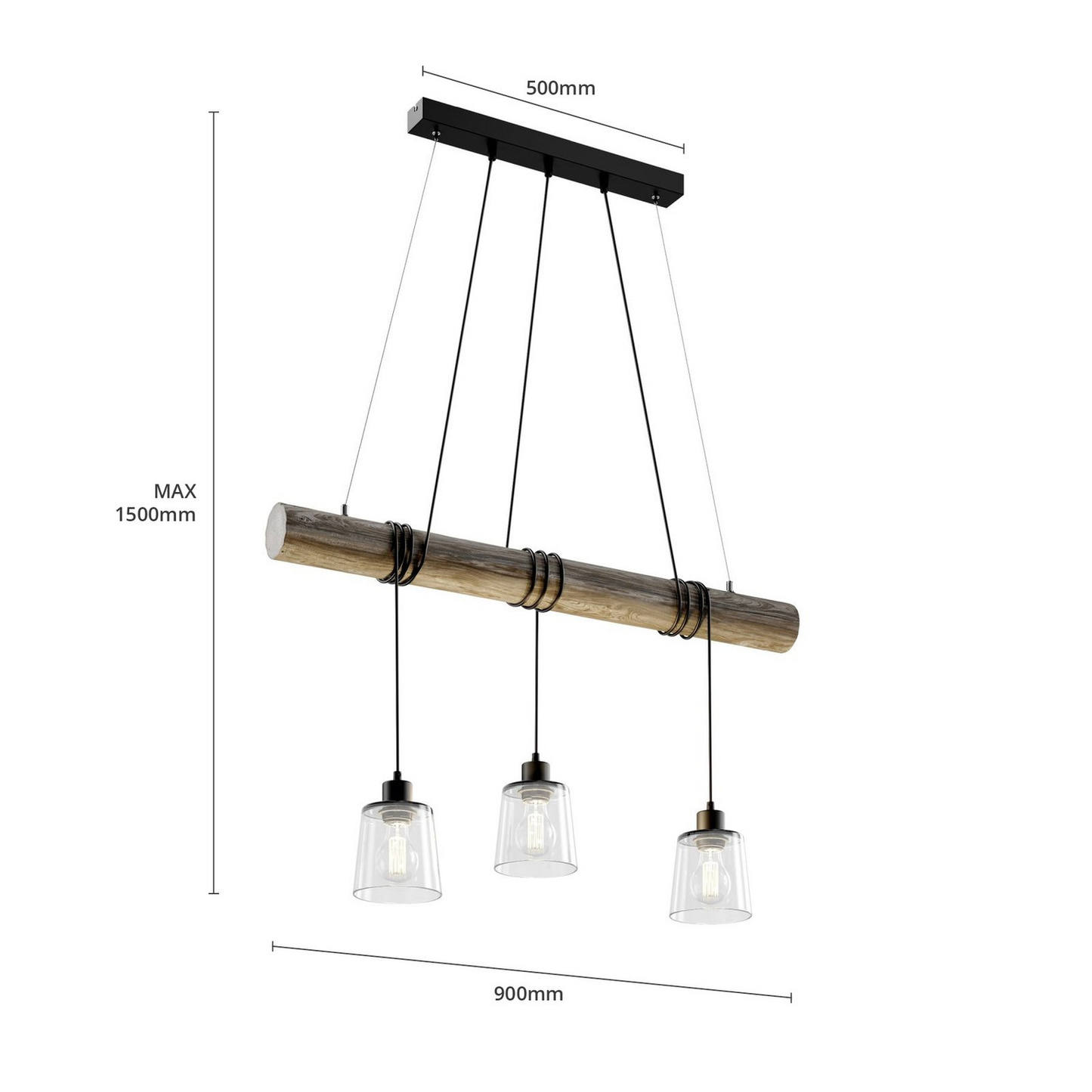 B-lager Britop Karrl hengiljós reykgrátt E27 glervið