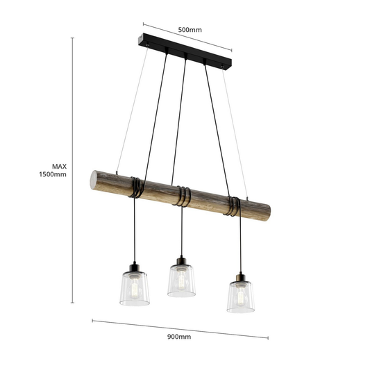 B-lager Britop Karrl hengiljós reykgrátt E27 glervið