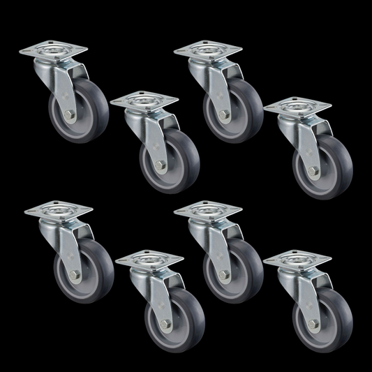 Hjól af B-flokki, snúningshjól, hjól úr hitaplastgúmmíi, ø 75 mm, 60 kg, 8 stykki