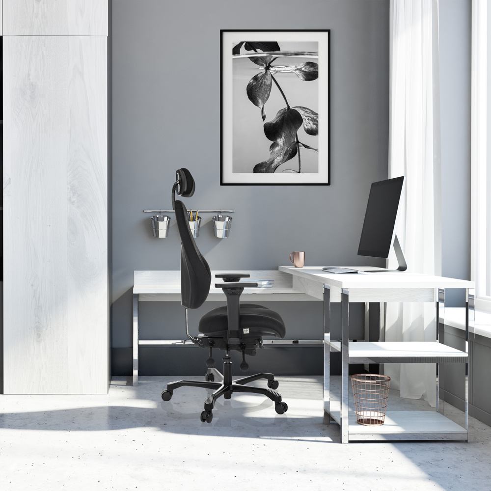 Snúningsstóll frá Hjh skrifstofu í B-flokki fyrir vaktavinnu, úr dúkhúsgögnum, svartur