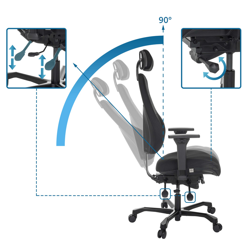 Snúningsstóll frá Hjh skrifstofu í B-flokki fyrir vaktavinnu, úr dúkhúsgögnum, svartur