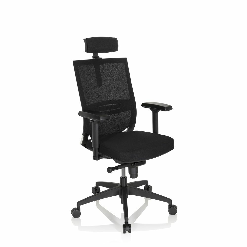 Hjh Office Porto Max High I faglegur skrifstofustóll, svartur snúningsstóll, vinnustóll