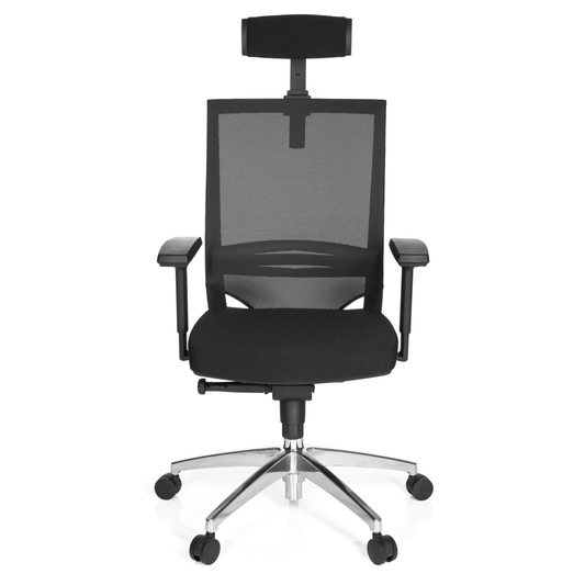 Hjh skrifstofustóll Porto Max hár sæti með áklæði og möskva, svartur