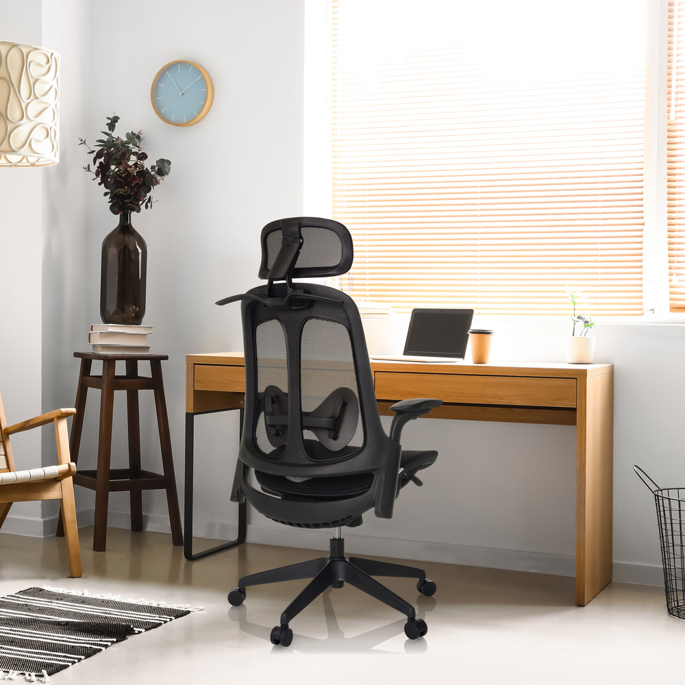 Skrifstofustóll frá Hjh Office í B-flokki, snúningsstóll Arceo M skrifborðsstóll, svartur. Sjá texta/mynd.