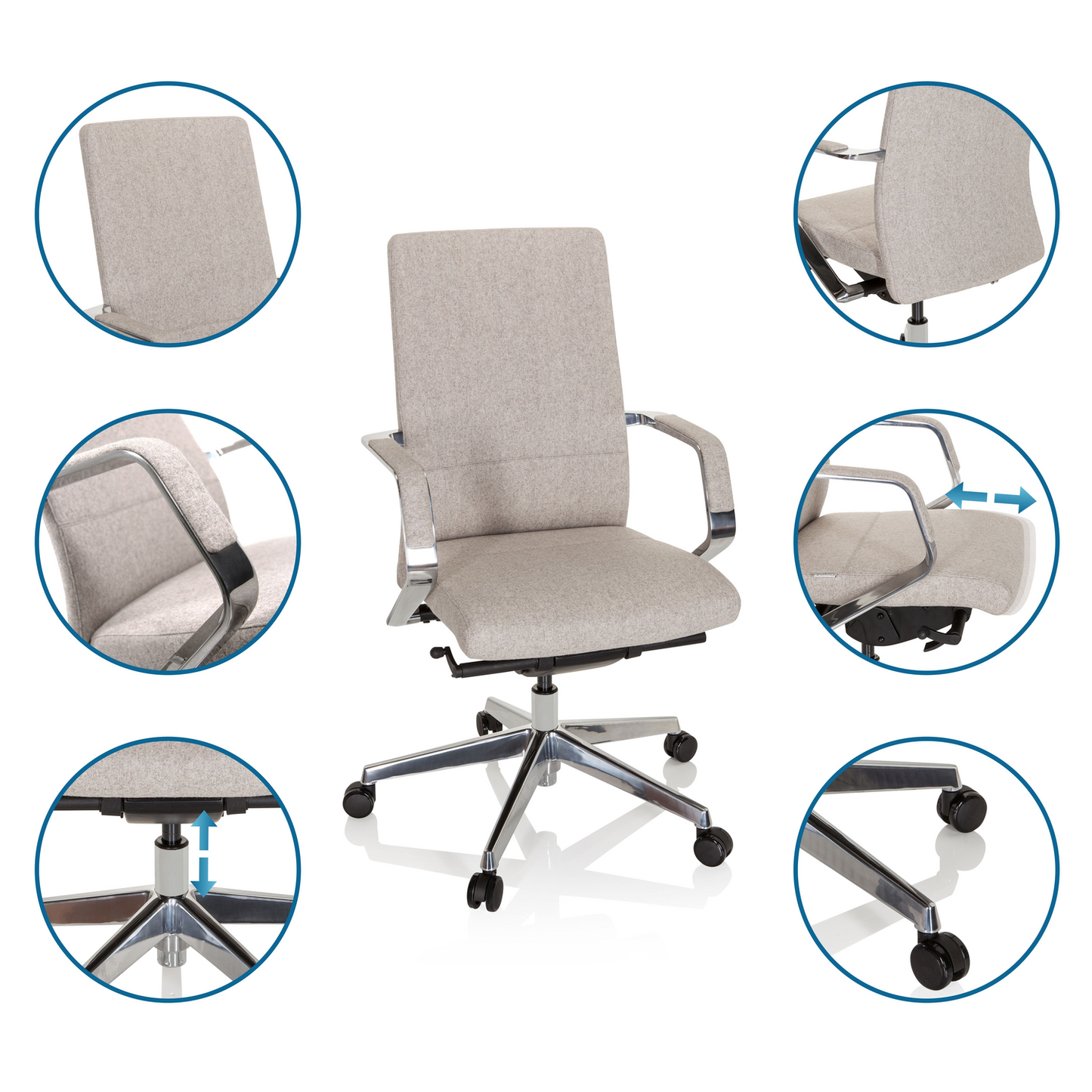 Snúningsstóll frá Hjh, Bessona, úr beige áklæði