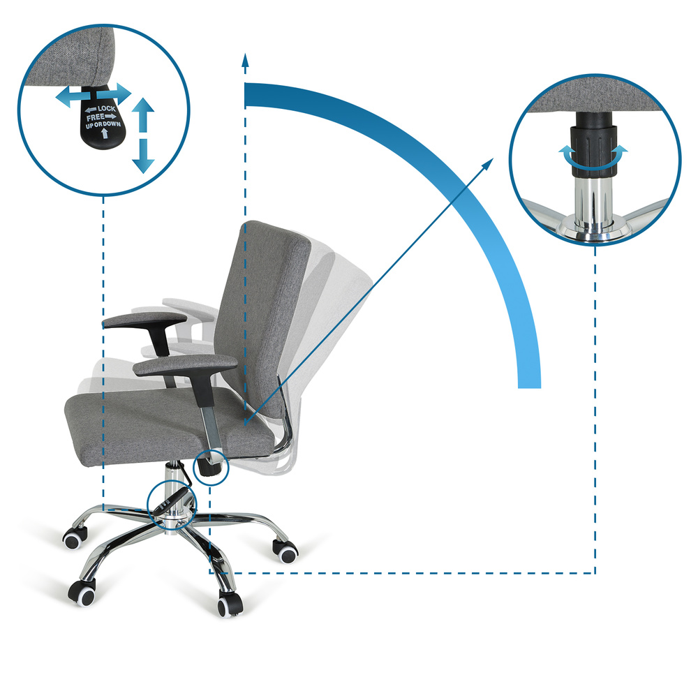 Snúningsskrifborðsstóll frá Hjh Office Charles I, í B-flokki, úr áklæði. Sjá texta/mynd.