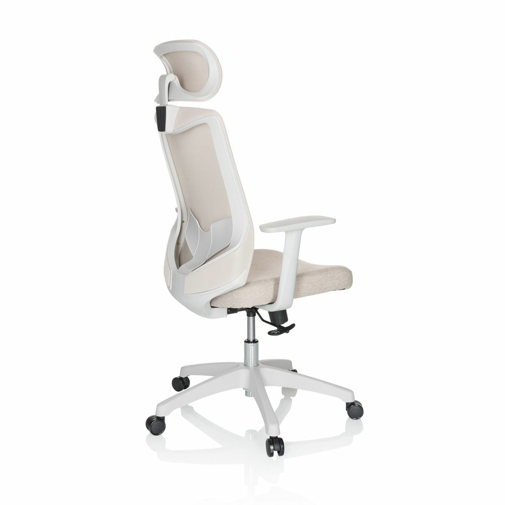 Hjh Office Mikeo W heimaskrifstofustóll, beige snúningsstóll, vinnustóll, skrifstofustóll