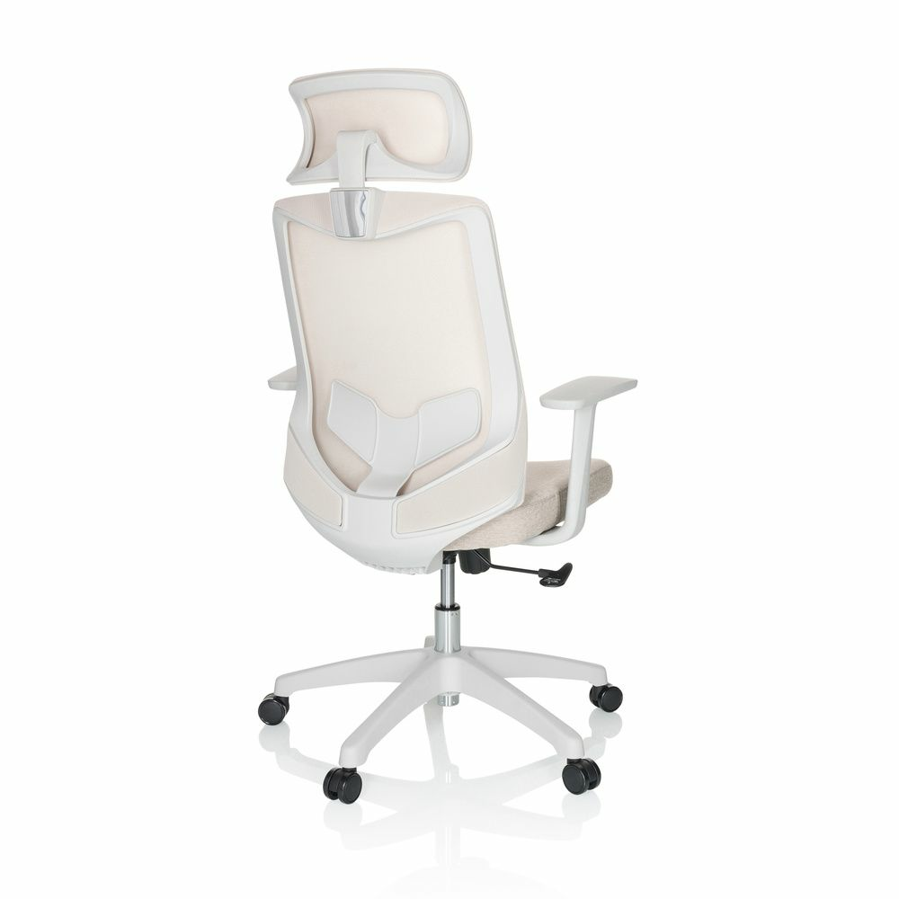 Hjh Office Mikeo W heimaskrifstofustóll, beige snúningsstóll, vinnustóll, skrifstofustóll