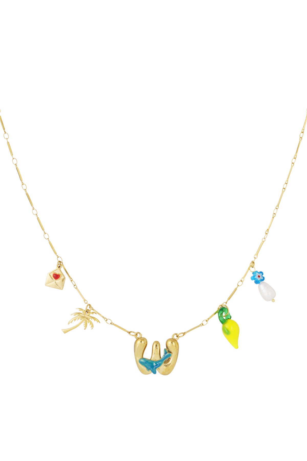 Happy Initials Halskette mit Charms