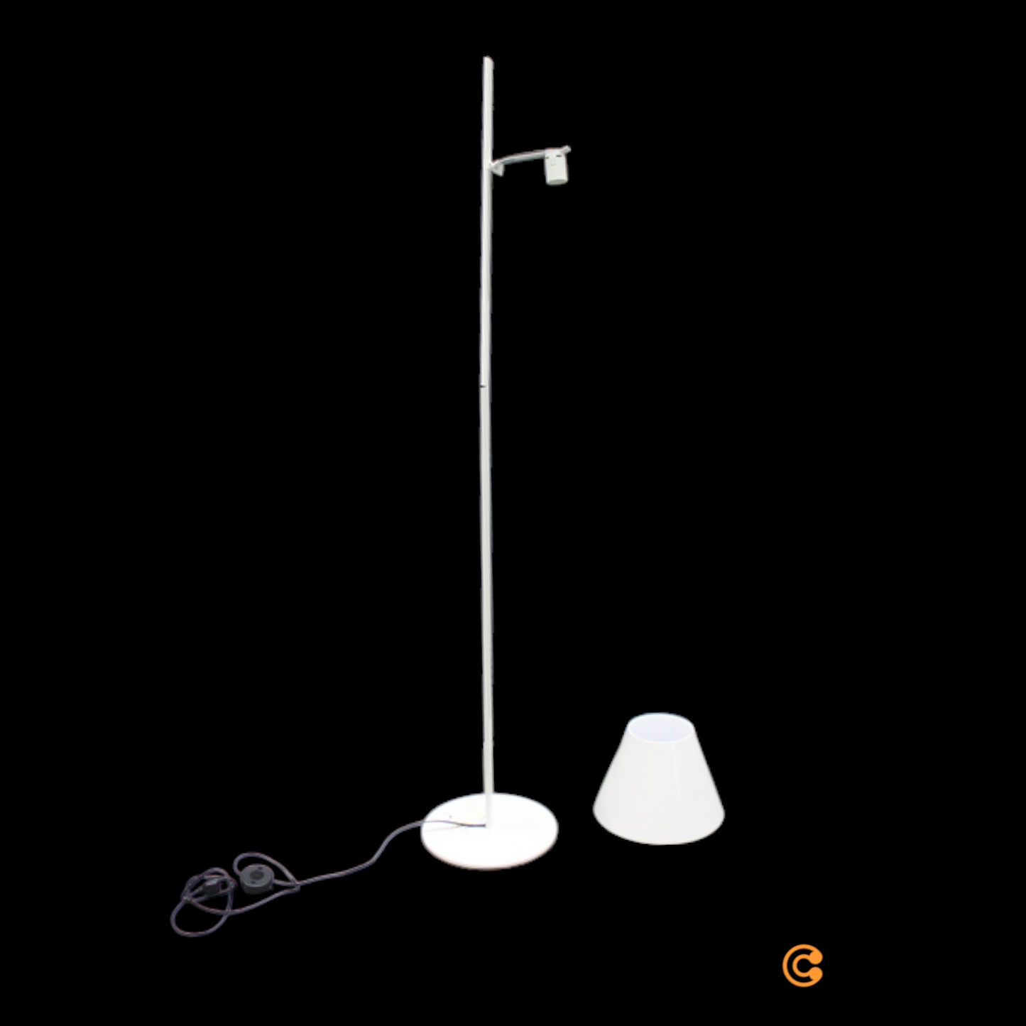 B-flokks gólflampi frá La Petite, hönnunarlampi, skrifstofulampi, hvítur