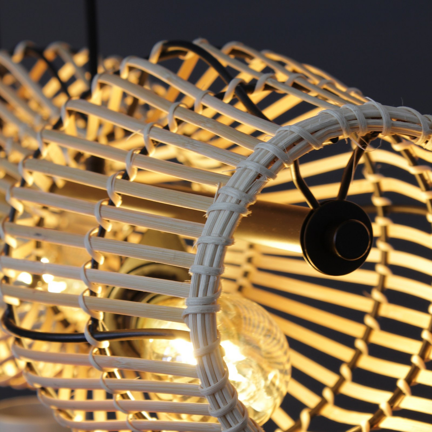 B-lager Eco Light hengilampi Bambus loftlampi LED lampi náttúruleg 3 perur