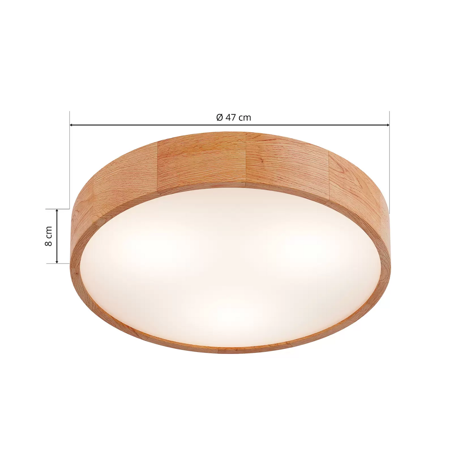 B-flokks Envostar Kerio loftlampi, 47 cm, náttúruleg eikarloftlampi S48 