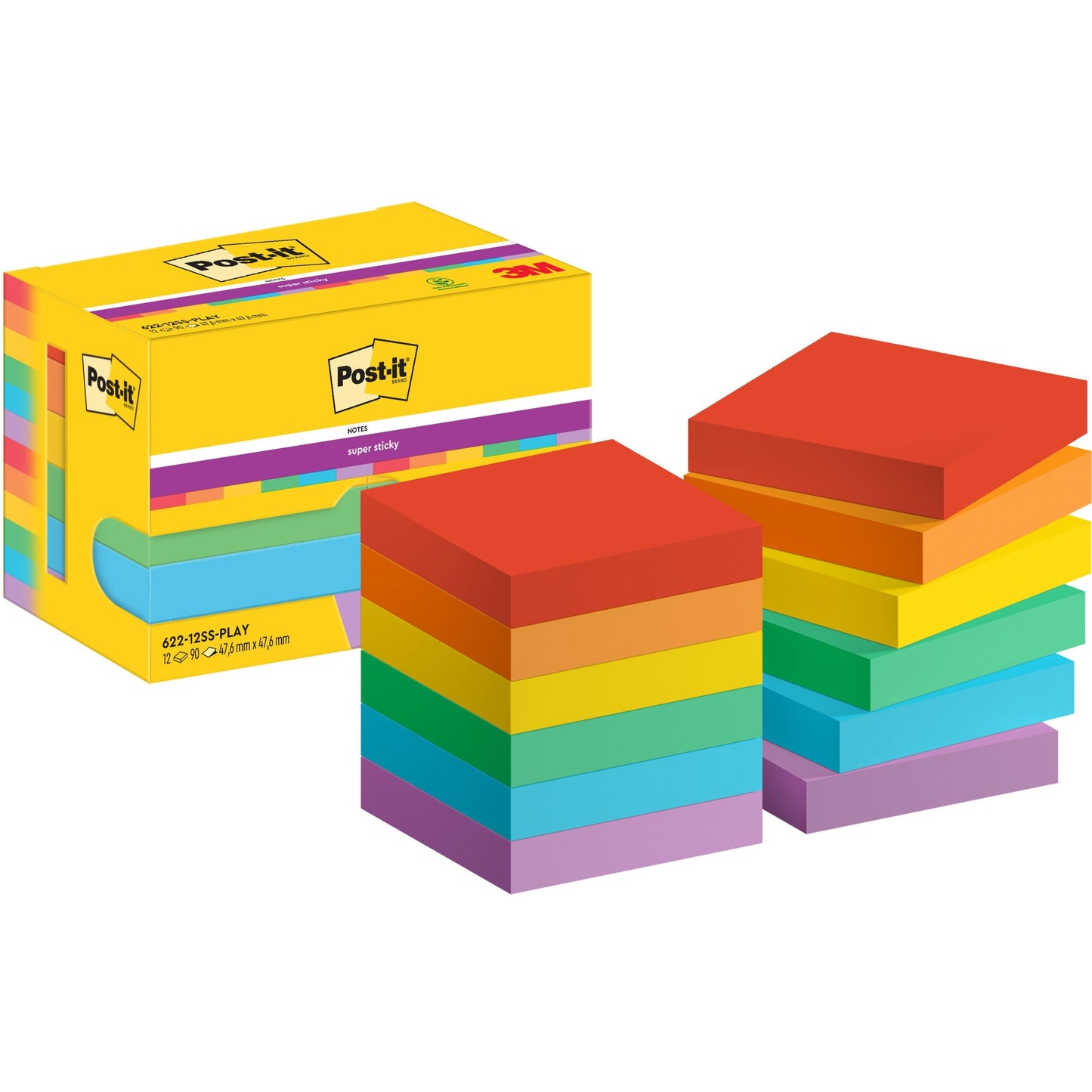 Post-it® Super Sticky Notes, 47,6 mm x 47,6 mm, 90 Blatt/Block, 100% PEFC