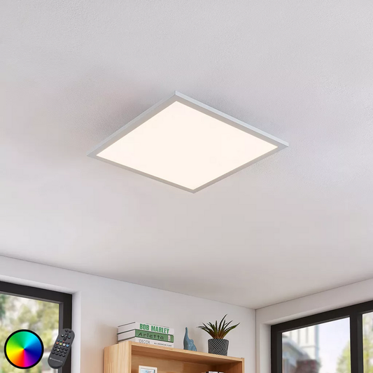 B-grade Lindby LED ceiling lamp Milian, ceiling lamp, light with remote control, 45x45cm