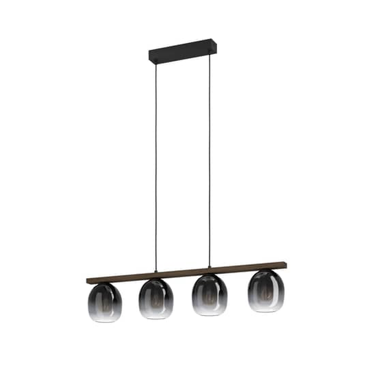 B-flokks Filago hengiljós með fjórum reyktum glerskermum, svart 