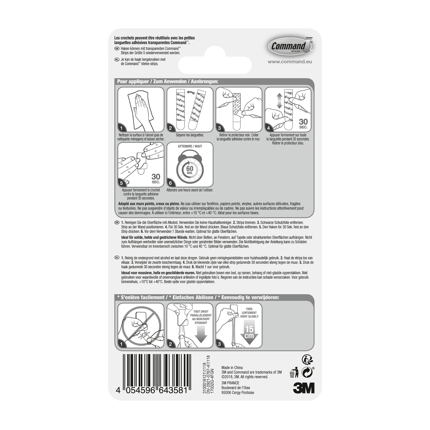 Command™ Metallhaken Größe S, Goldfarbe, 17032BR-4ES, 4 Haken, 5 Strips | Packung (1 Stück)