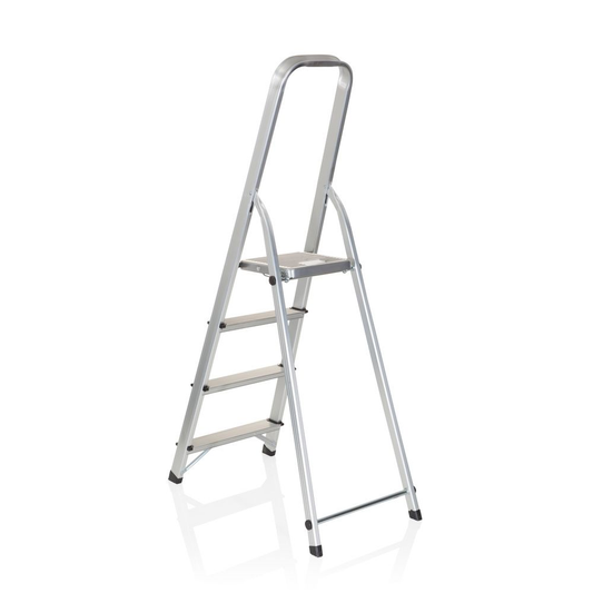 B-grade Hjh Office Folding Ladder Solid II Aluminum Inium 4 Steps Workshop Accessory