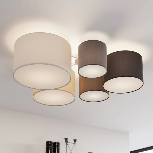 B-grade Lindby Laurenz ceiling lamp, pendant lamp, light fixture, 5 bulbs, E27, 90cm, brown, BE762 