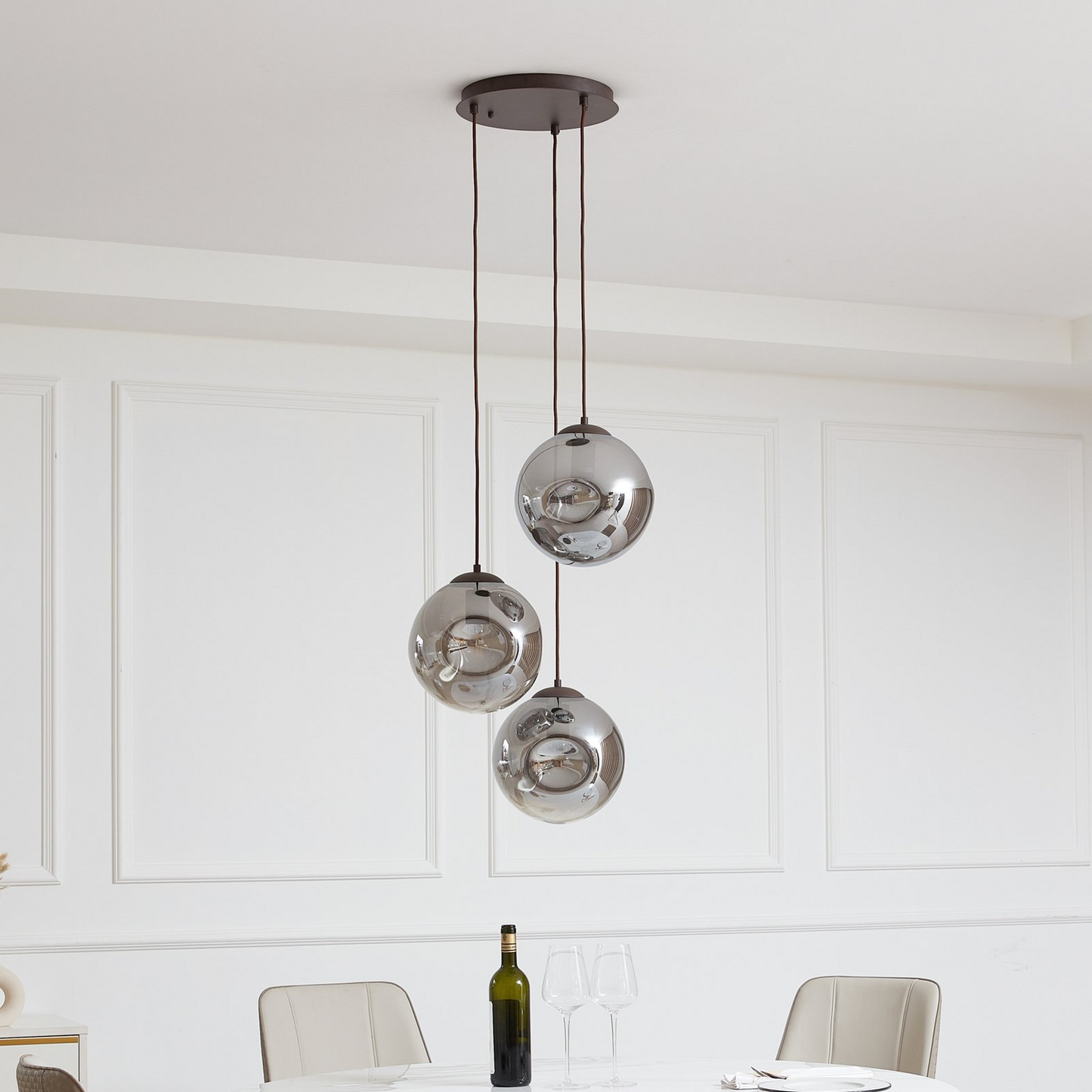 B-stock Lindby hanging light Valentina E27 ø 49cm smoke gray glass hanging lamp lamp Leuc72