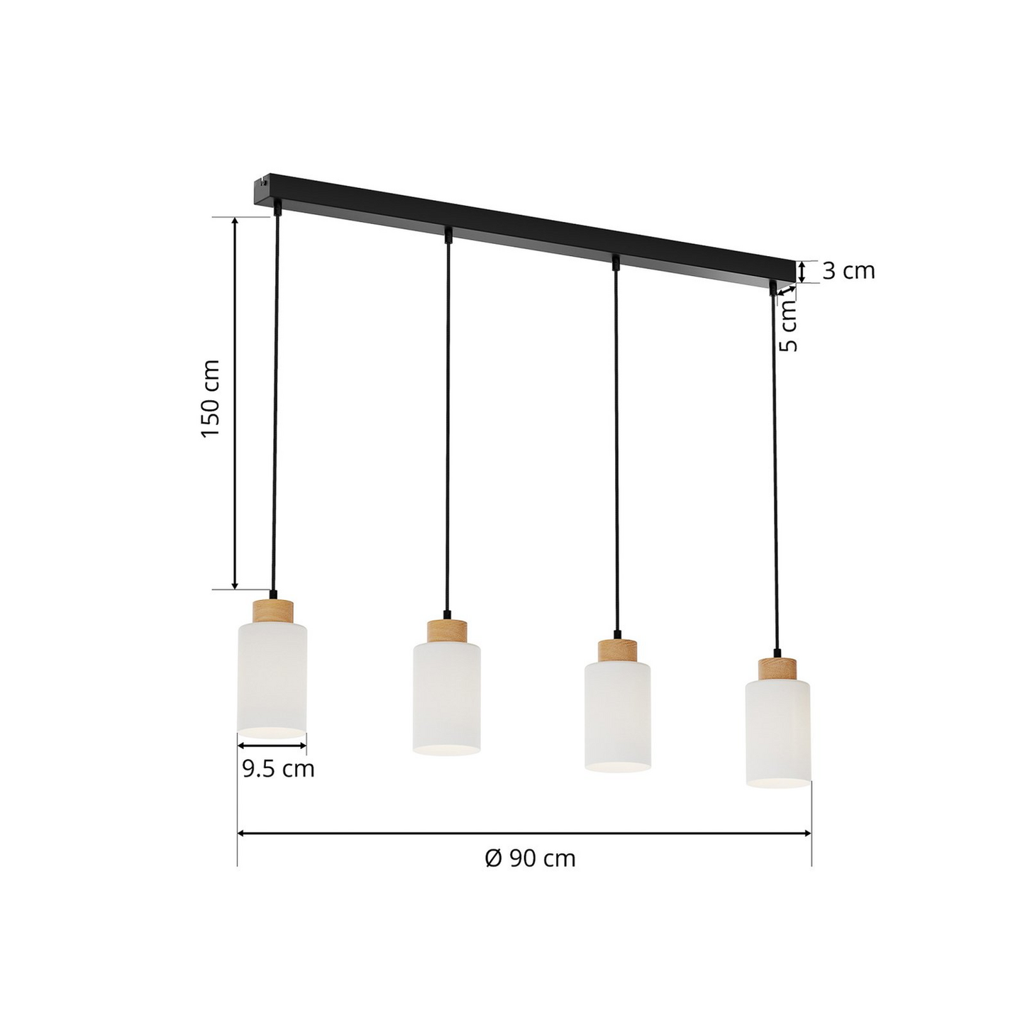 B-Ware Envostar Talia Hängeleuchte Pendelleuchte Deckenlampe Lampe 4 Flammig Eiche Weiß