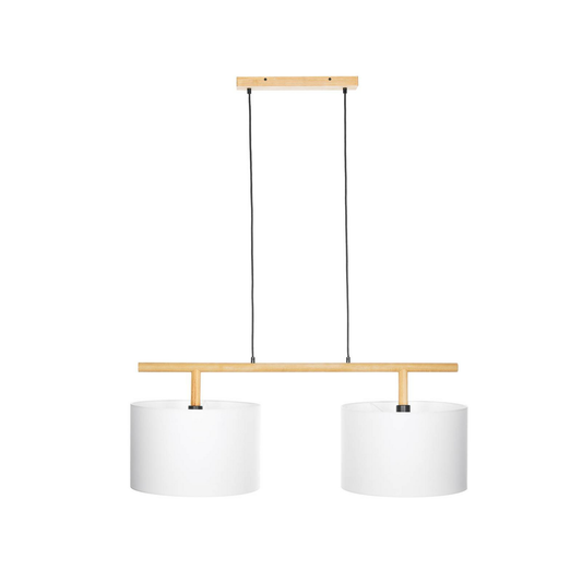 B-grade Lindby Chava pendant light, ceiling lamp, light fixture, two-light, E27, white, wood, 735