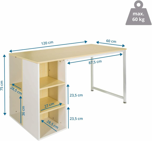 B-grade Hjh Office desk, computer desk, workspace H II, 120x60 cm, white oak