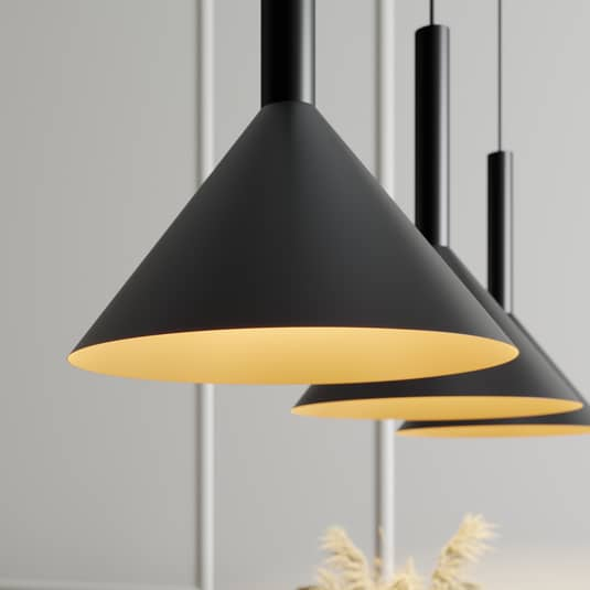 Arcchio Tadej hengiljós í B-flokki, með þremur ljósum, svört, G790