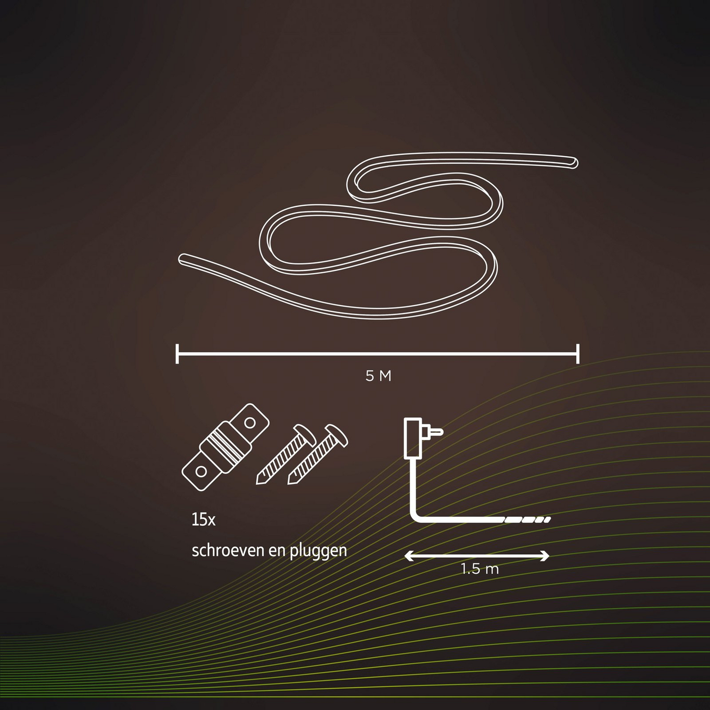 Calex snjall LED-ræma fyrir úti, b-lager, LED-ræma, ljósastrengur, 5 metrar 