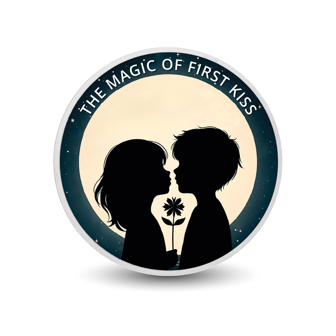 The Magic of First Kiss: Moonlit Moments 1oz Silver Coloured Coin