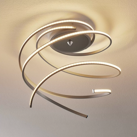 B-flokks LED loftljós Lungo úr áli með þremur arma og fjarstýringu. Loftlampi.