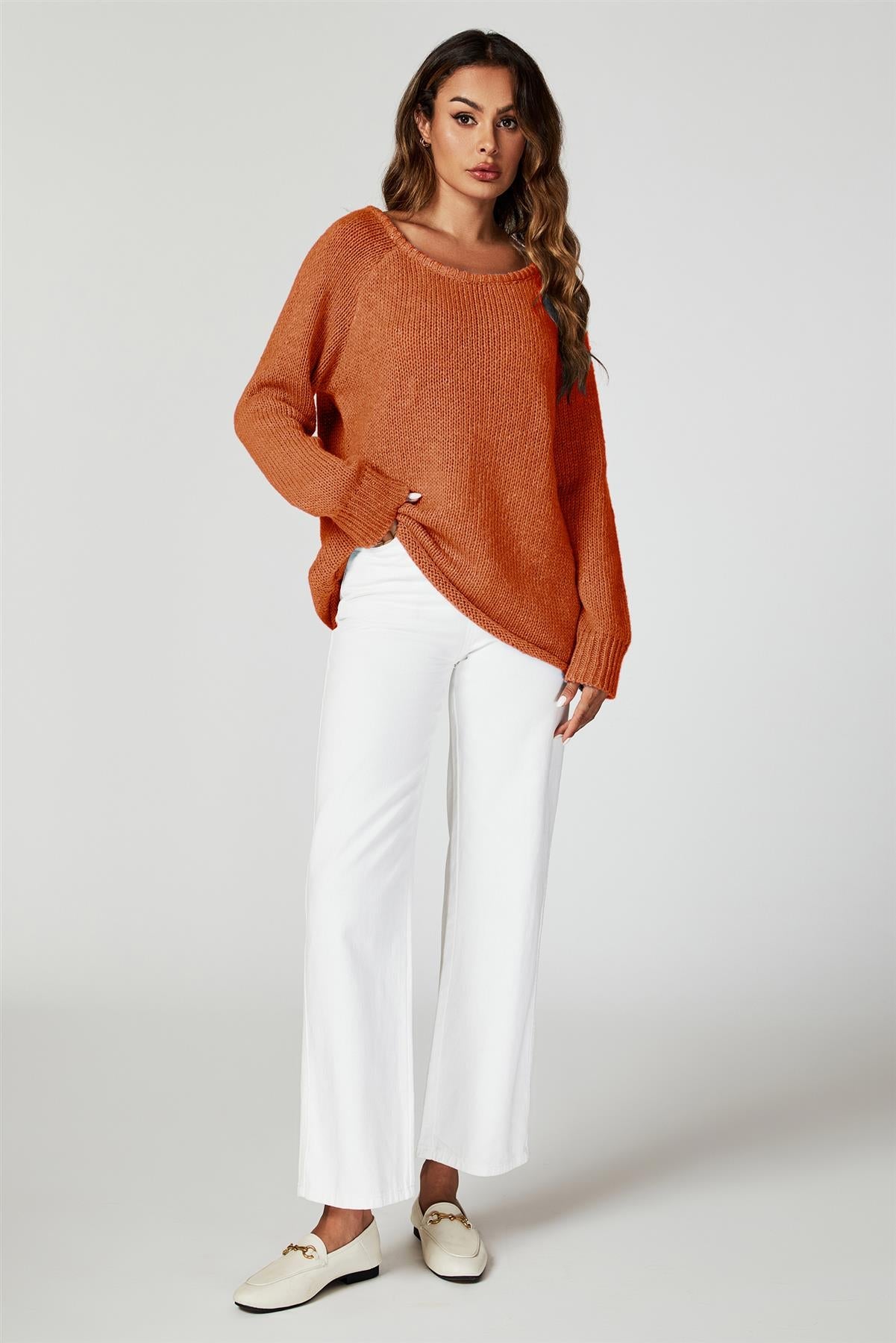 Comfy Jumper Top In Orange