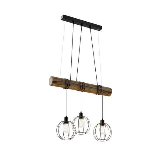 B-grade Euluna Karou pendant light, ceiling lamp, hanging lamp, light, wood, 3 lights, 370 