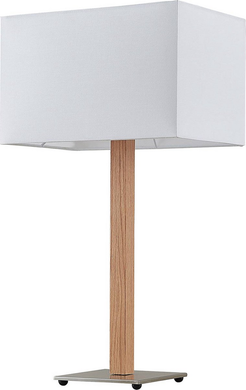 B-Ware Lucande Heily Tischleuchte Holz Eckig Weiß Tischlampe Lampe Leuchte Spot Licht