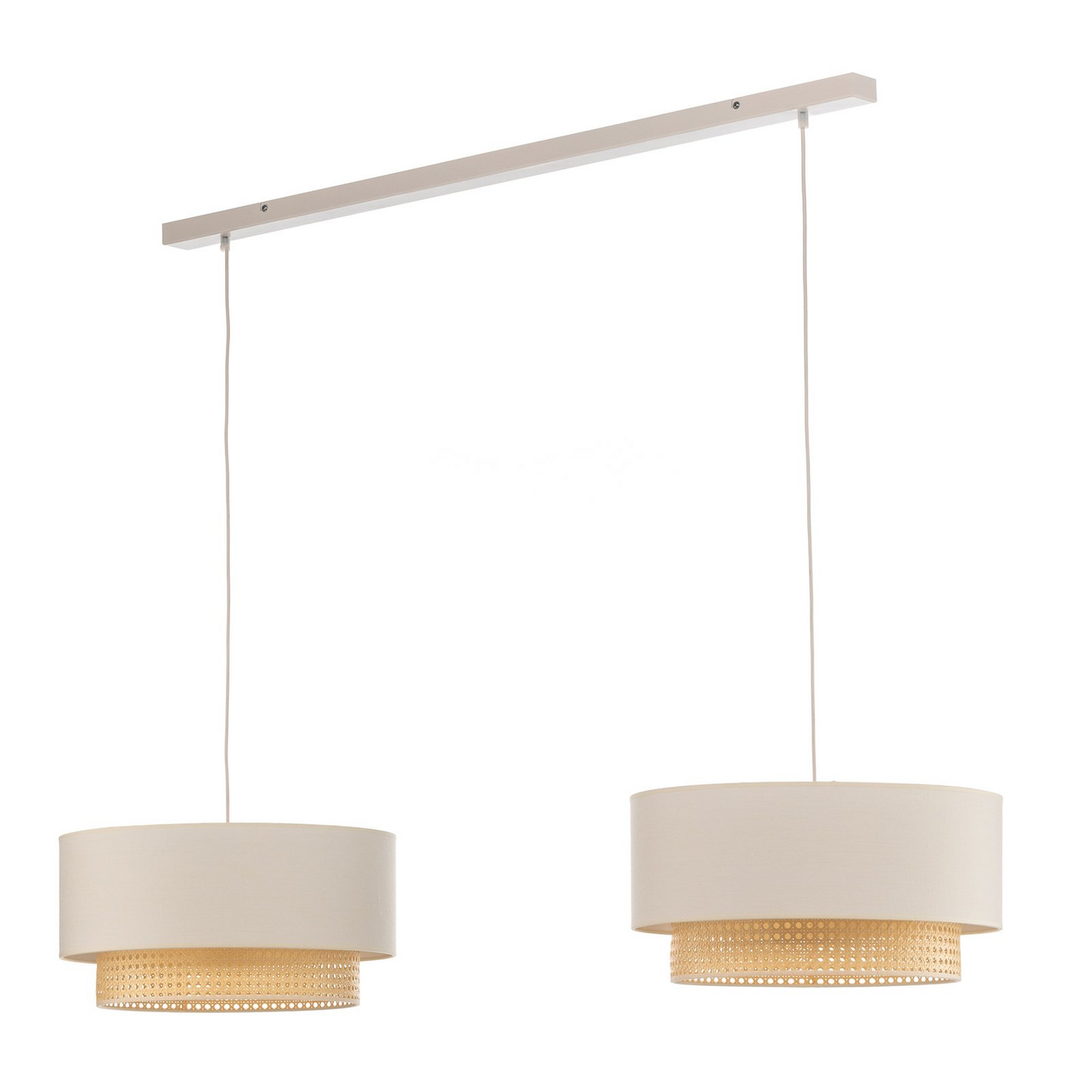 Hengilampi úr Boho textíl, kremhvítur/rotting, hengilampi, E27