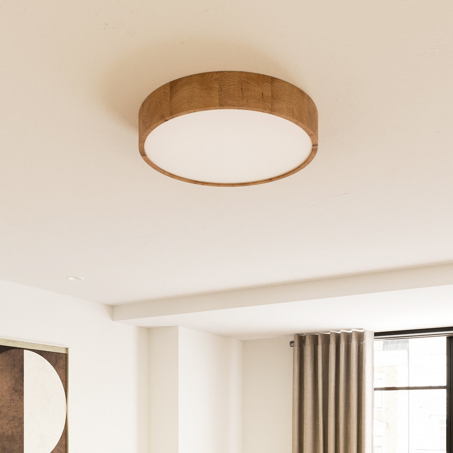 B-flokks Envostar Kerio loftlampi, 47 cm, náttúruleg eikarloftlampi S48 