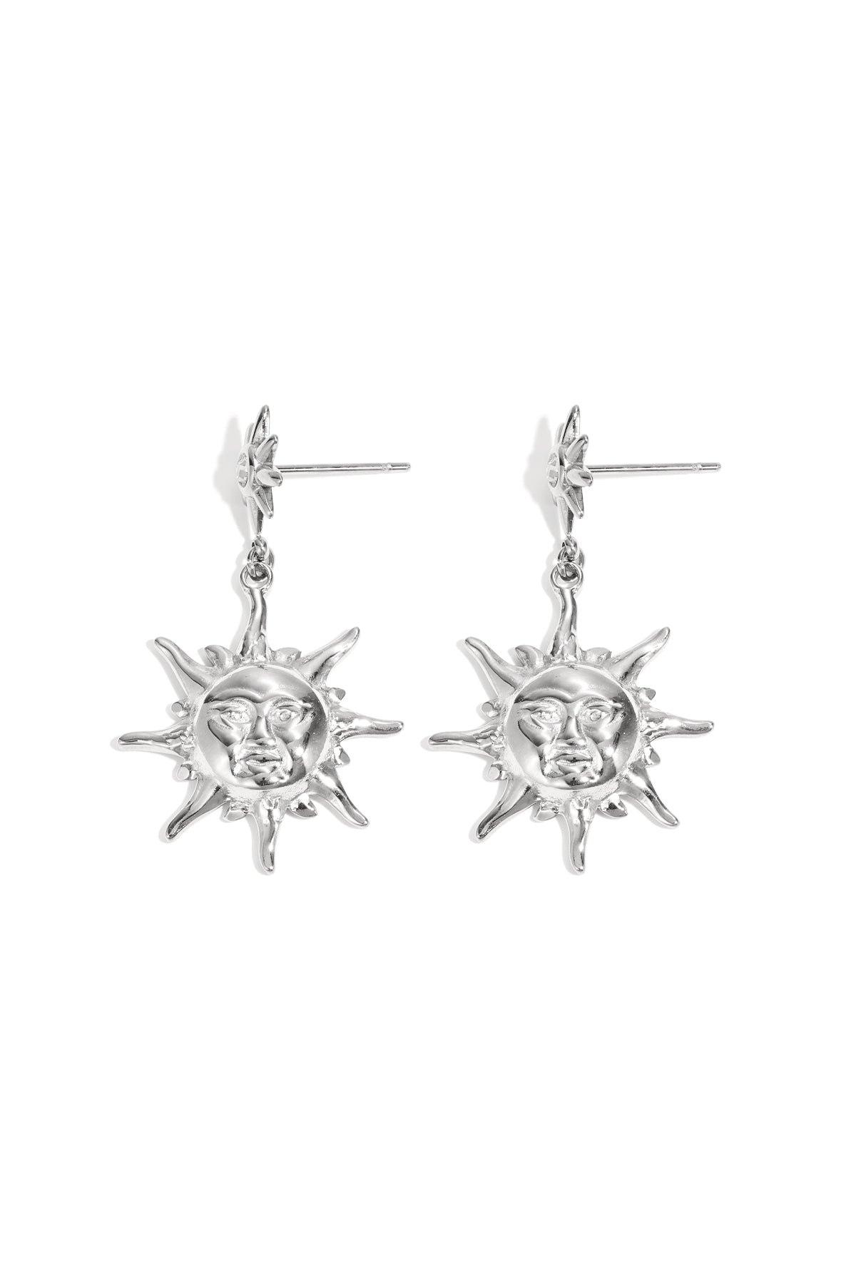 Ohrringe aus Edelstahl mit Sonnenmotiv, schlichte und lässige Serie, Damenschmuck