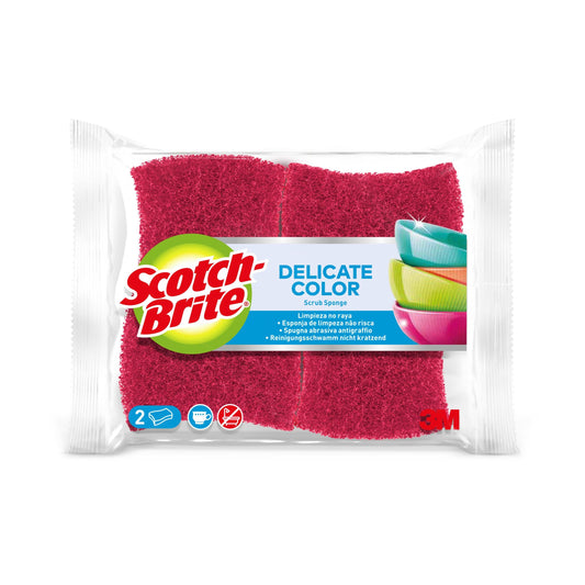 Scotch-Brite® Delicate Color nicht kratzender, Reinigungsschwamm, 2 Stück pro Packung | Packung (1 Stück)