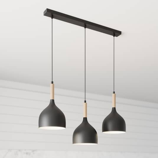 B-grade Euluna pendant lamp Noak ceiling lamp pendant lamp 3-light E27 black spotlight 